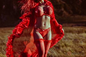 SOLD: Fiery Red Lingerie + Stockings - Image 5